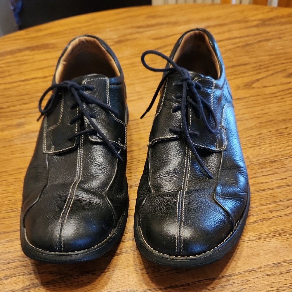 Johnston & Murphy Black Leather Tie Dress Shoes Size 10